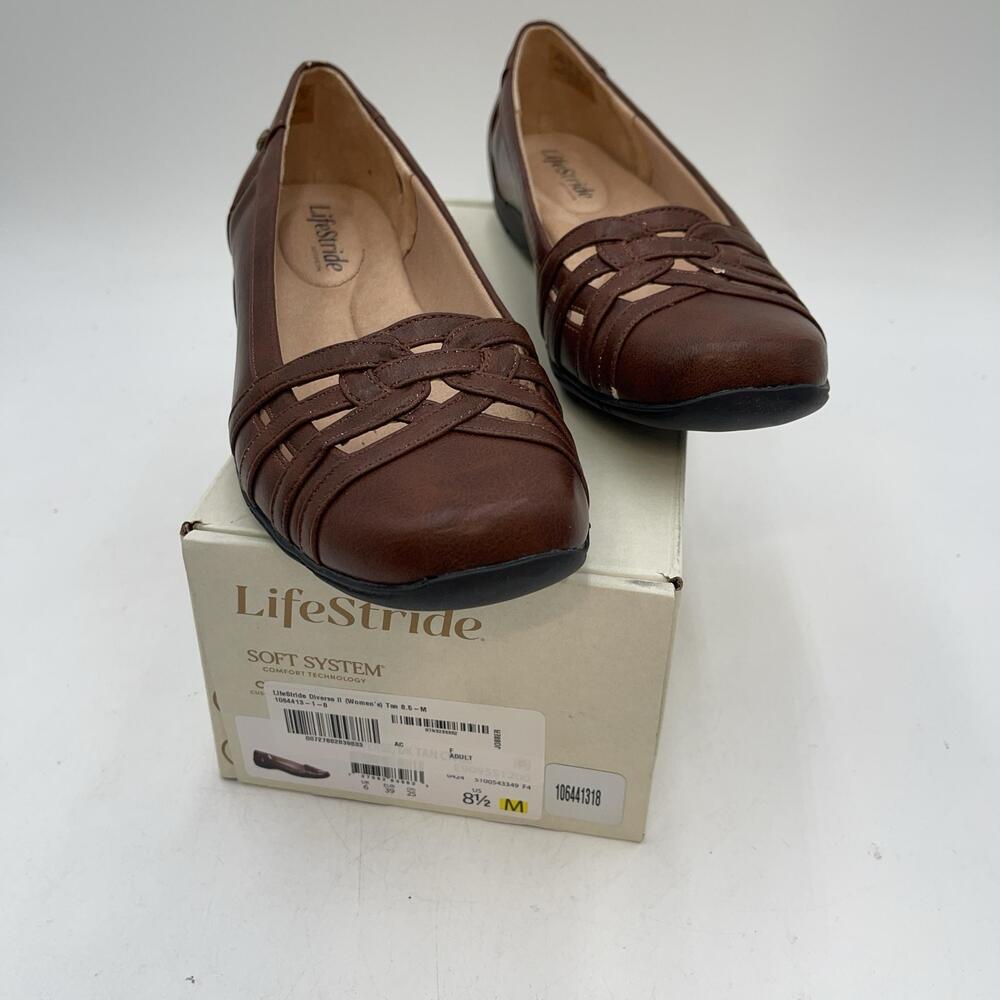 LifeStride Diverse II Shoes Womens Brown Faux Leather Slip On Comfort Size 8.5